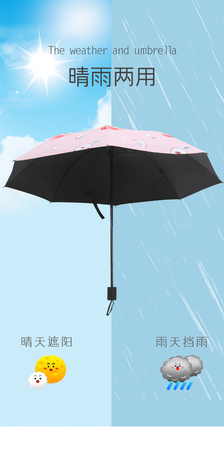 夏季新品水果伞三折折叠防晒防紫外线遮阳伞晴雨两用太阳伞广告伞详情4
