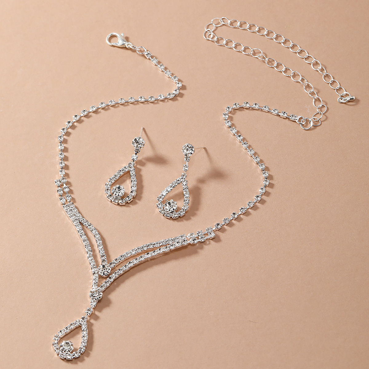 Nuevo producto explosiva novia europa y Estados Unidos cross-border jewelry wholesale/brilliant strass zircon angel tears drop collar ears pic 21