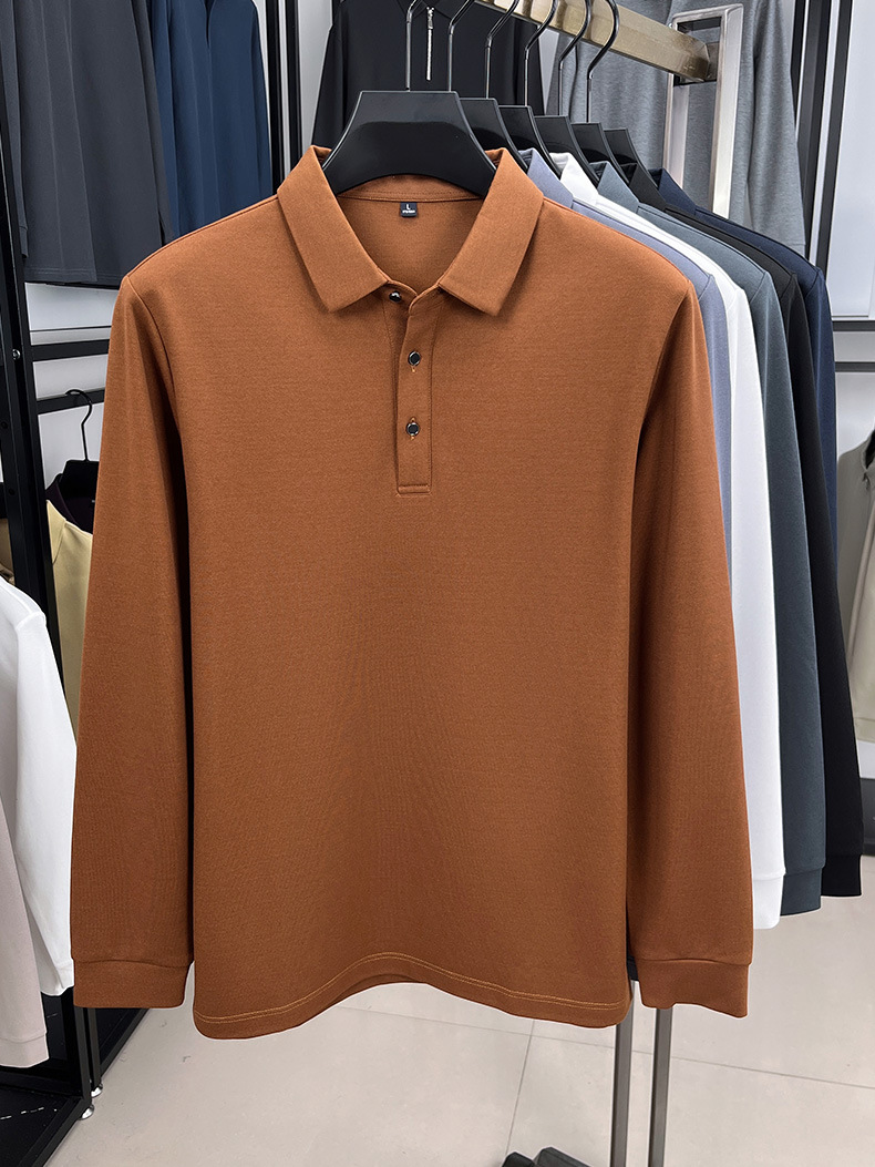 桑蚕丝羊毛长袖polo衫男2025春季新款7A抗菌翻领休闲纯色男士t恤详情31