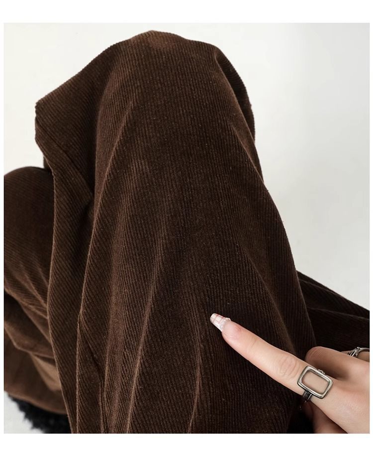 长裤版休闲条绒2025拉德窄棕色咖啡直筒年秋冬灯芯绒裤子女美阔腿详情14