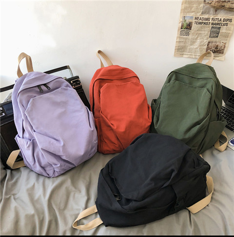 书包女ins风复古森系帆布双肩包日系原宿高中大学生简约百搭背包详情35