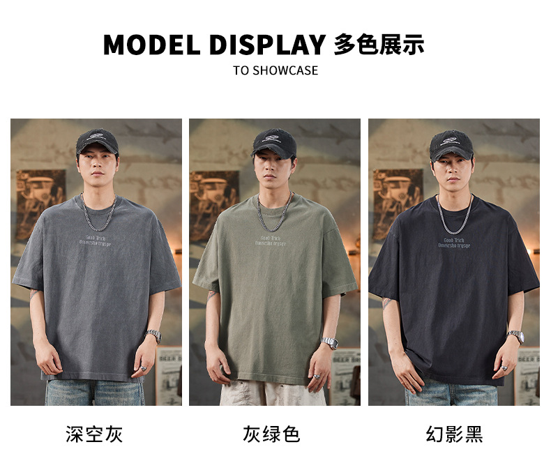 纯棉短袖t恤男士夏季2025新款潮牌复古宽松休闲圆领半袖上衣男款详情3