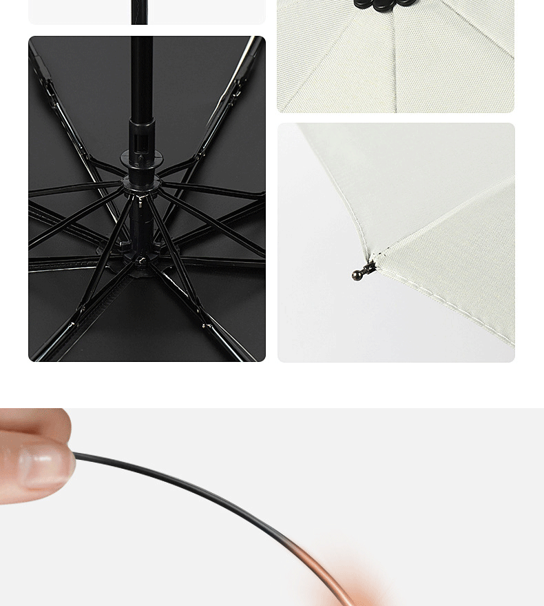 Automatic UV umbrella advertisement, sunshade umbrella, black rubber folding umbrella, sun protection umbrella, UV protection wholesale, can be printed with LOGO pic 6