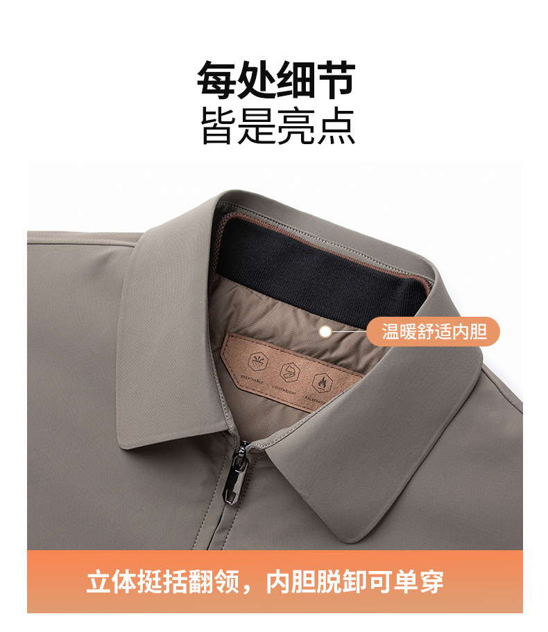 鹅绒三合一男士羽绒服2023秋冬爆款翻领抗寒商务行政精品男装夹克详情13