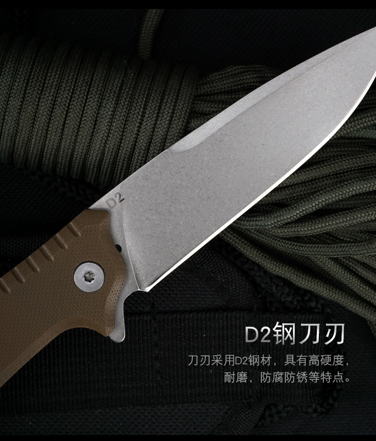 New folding knife G10 handle D2 steel bearing small knife G10 handle stainless steel Yangjiang household function in stock wholesale pic 5