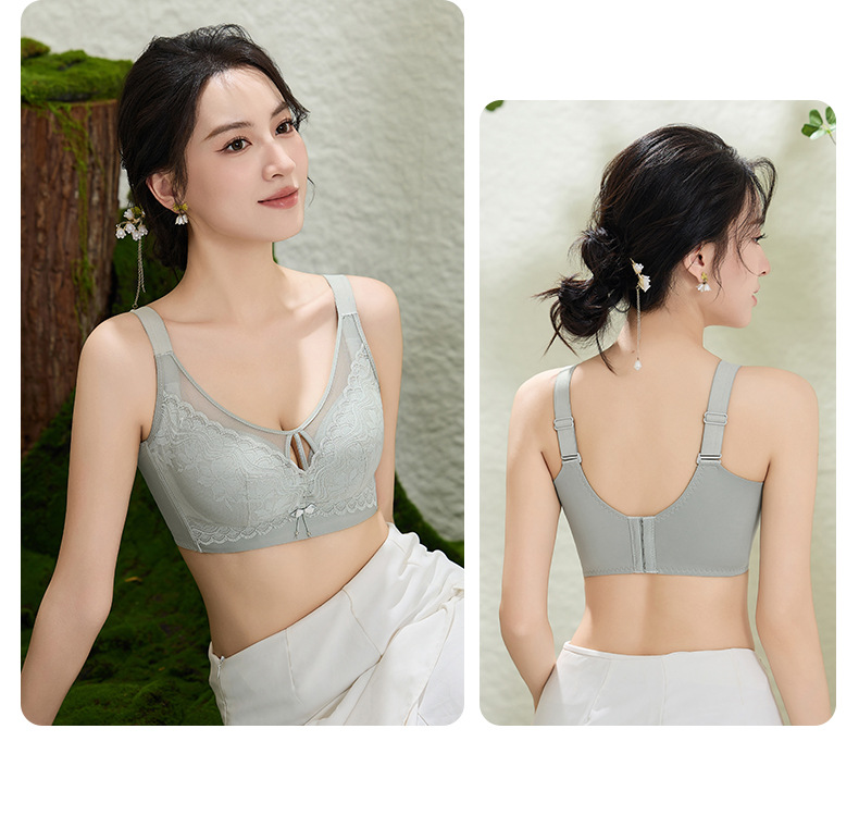 秋冬新款无钢圈大码蕾丝抹胸聚拢大胸显小调整型内衣防下垂文胸详情28