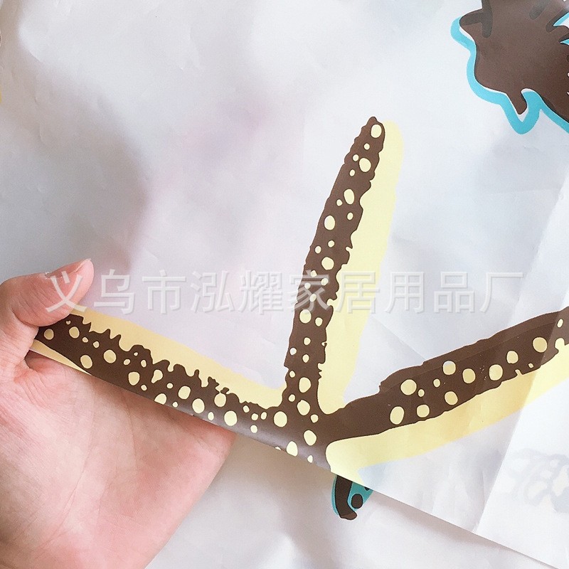 跨境热销PEVA印花浴帘浴条套装卫生间浴帘隔断挂帘厕所沐浴帘防水详情10