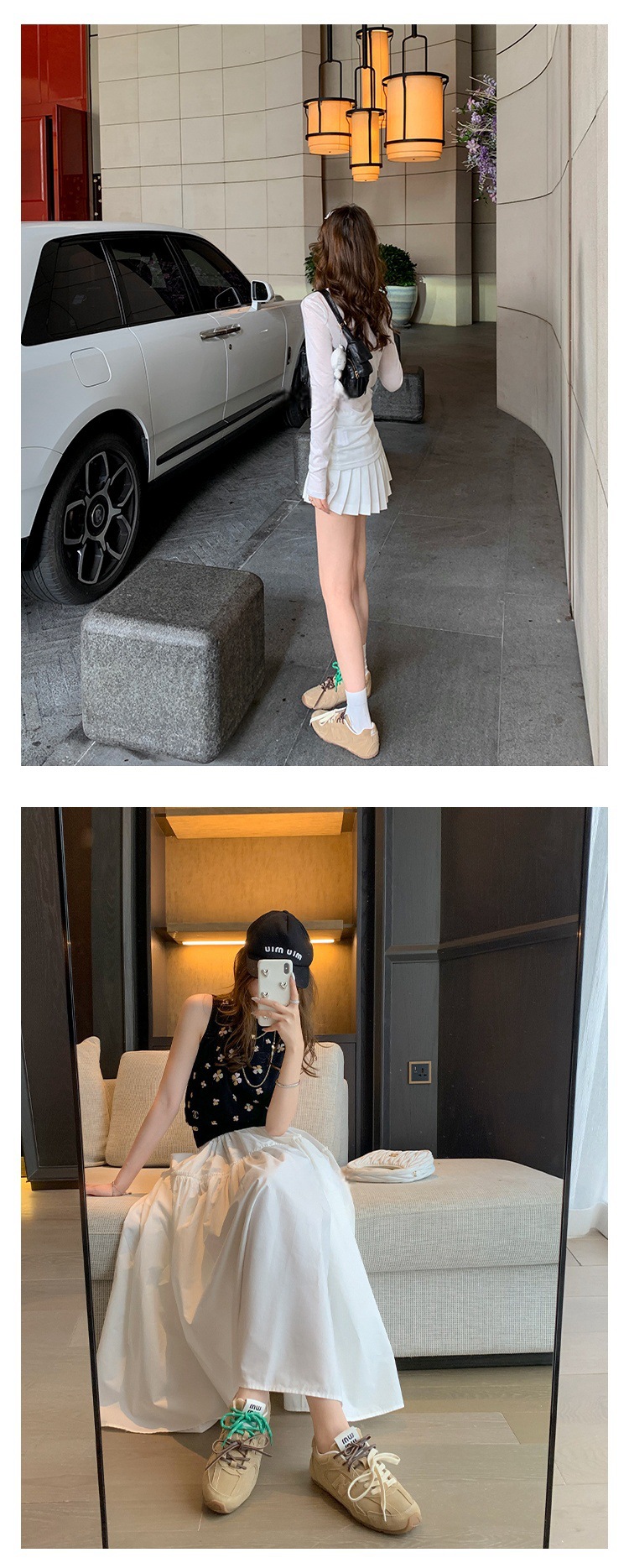 2024新款阿miu联名530老爹鞋女双色鞋带真皮阿甘鞋运动休闲德训鞋详情16