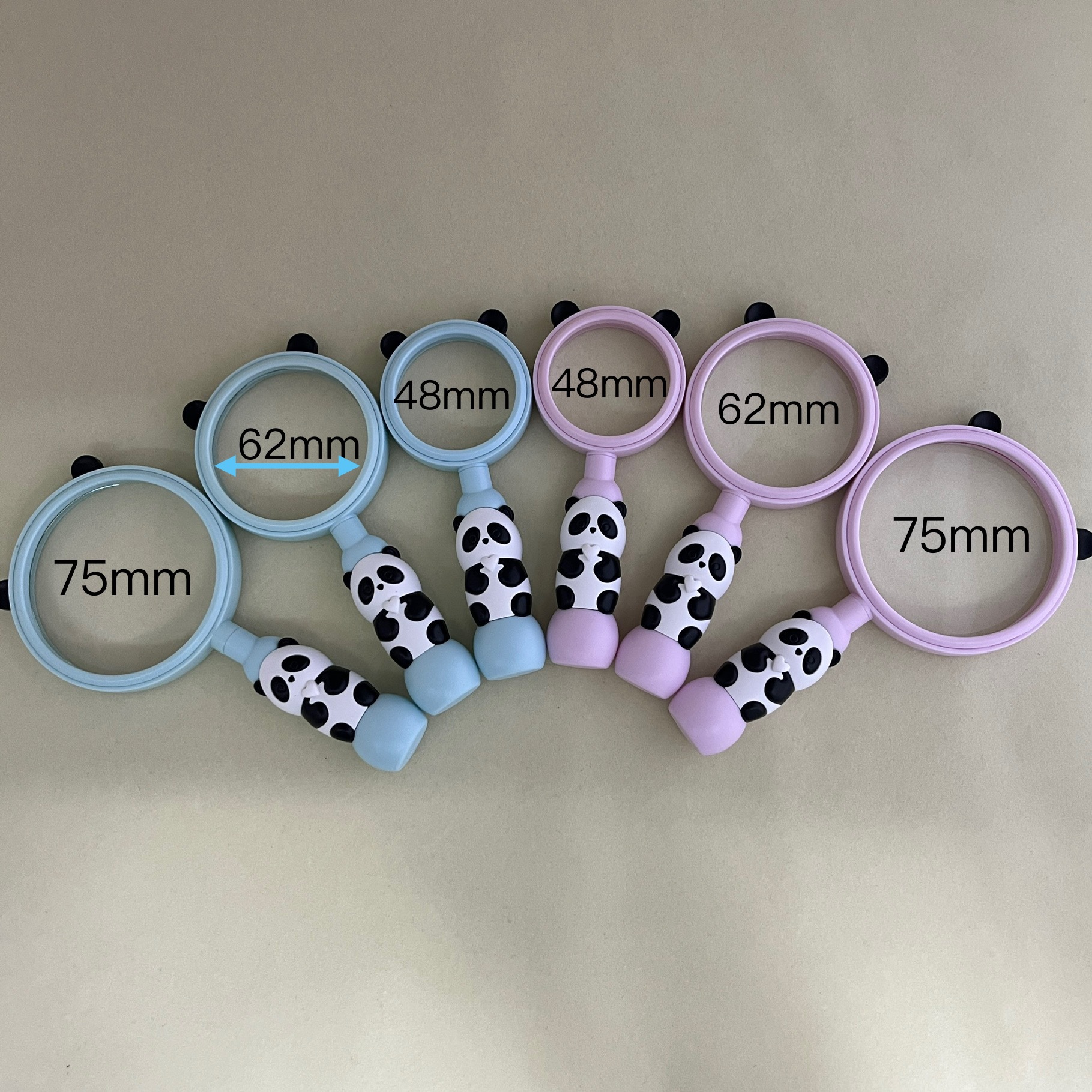 新款塑料卡通彩色8375熊猫图案放大镜学生教学礼品放大镜直径75MM详情4