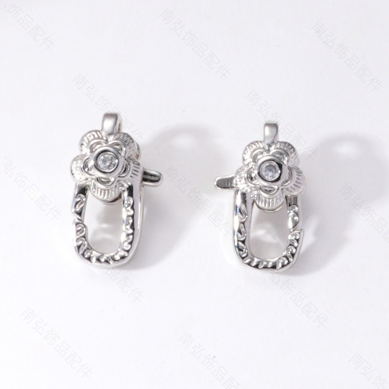 Pearl necklace clasp rose shell blade pin clasp connection end clasp sweater chain diy jewelry accessory pearl necklace clasp head full inlay zircon heavy industry lobster clasp spring clasp handmade end clasp sweater chain pic 42