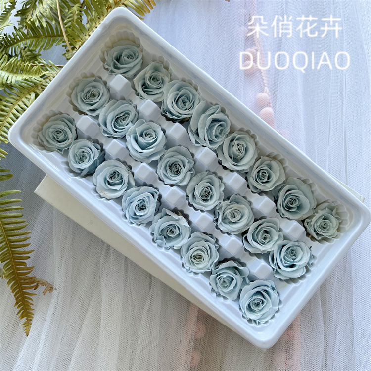 优质B级永生花玫瑰2-3CM玫瑰整盒 保鲜花diy材料包车挂花材20朵详情35