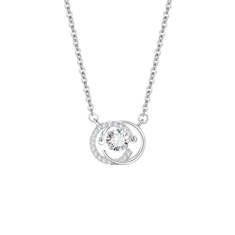 S925纯银项链女款 灵动双C设计 闪钻吊坠 轻奢小众气质 高级感情人节礼物 专送女友吊坠详情7