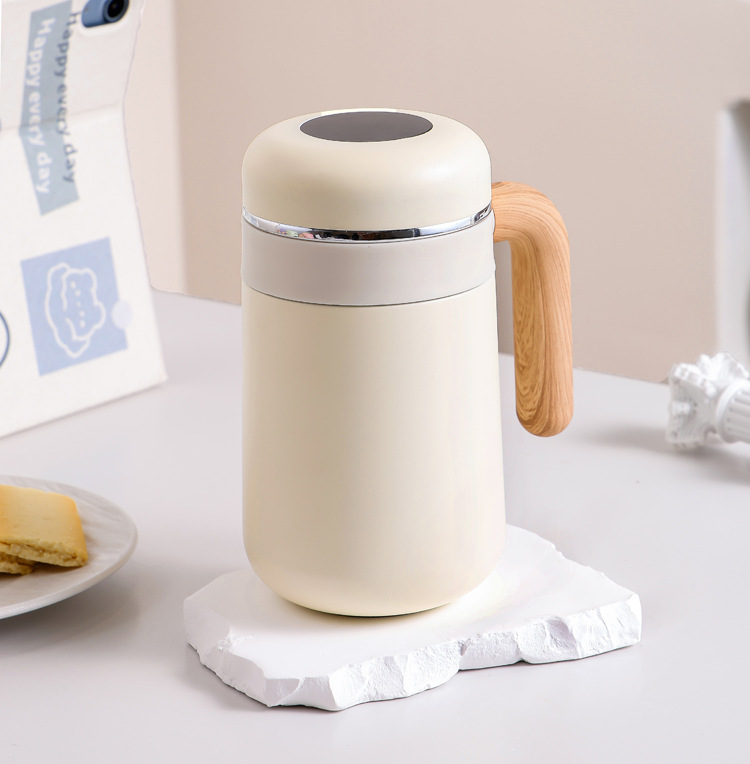 316 tazas aislantes de acero inoxidable simple mujeres de alta apariencia tazas de café horizontales simples mango de grano de madera tazas de oficina tazas de agua para estudiantes pic 13