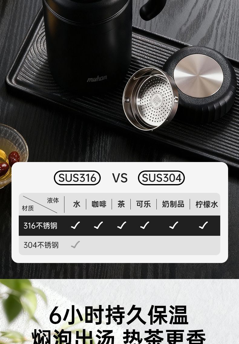 Muhan带把陶瓷内胆保温杯女高颜值大容量水杯泡茶男士高级感杯子详情7