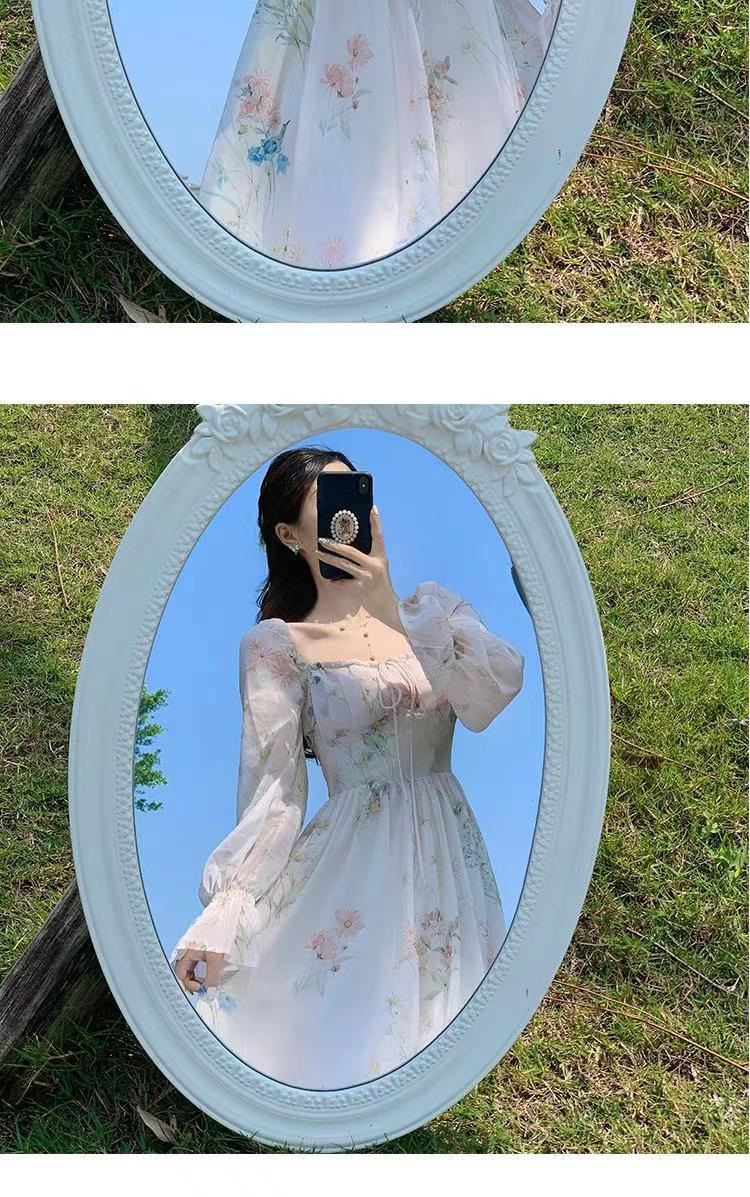 Primavera verano nuevo manga larga vestido de gasa fairy sensen set suave viento tea break francés primer amor falda pic 5
