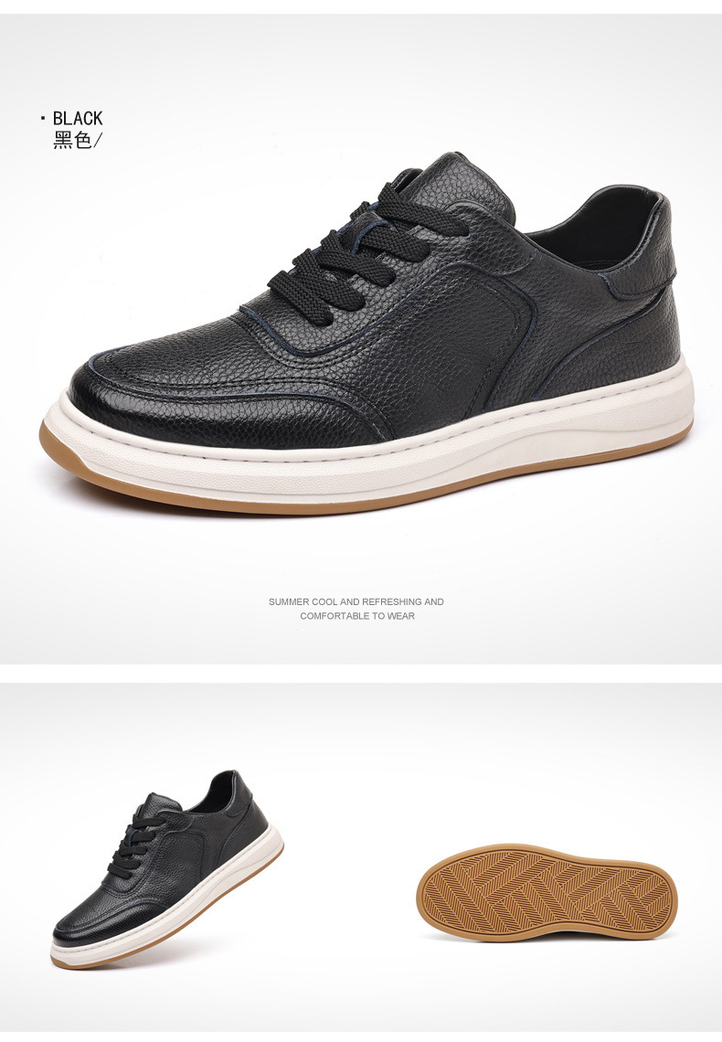 头层牛皮春季新款男士休闲鞋真皮透气男款皮鞋小白鞋板鞋男鞋鞋子详情39