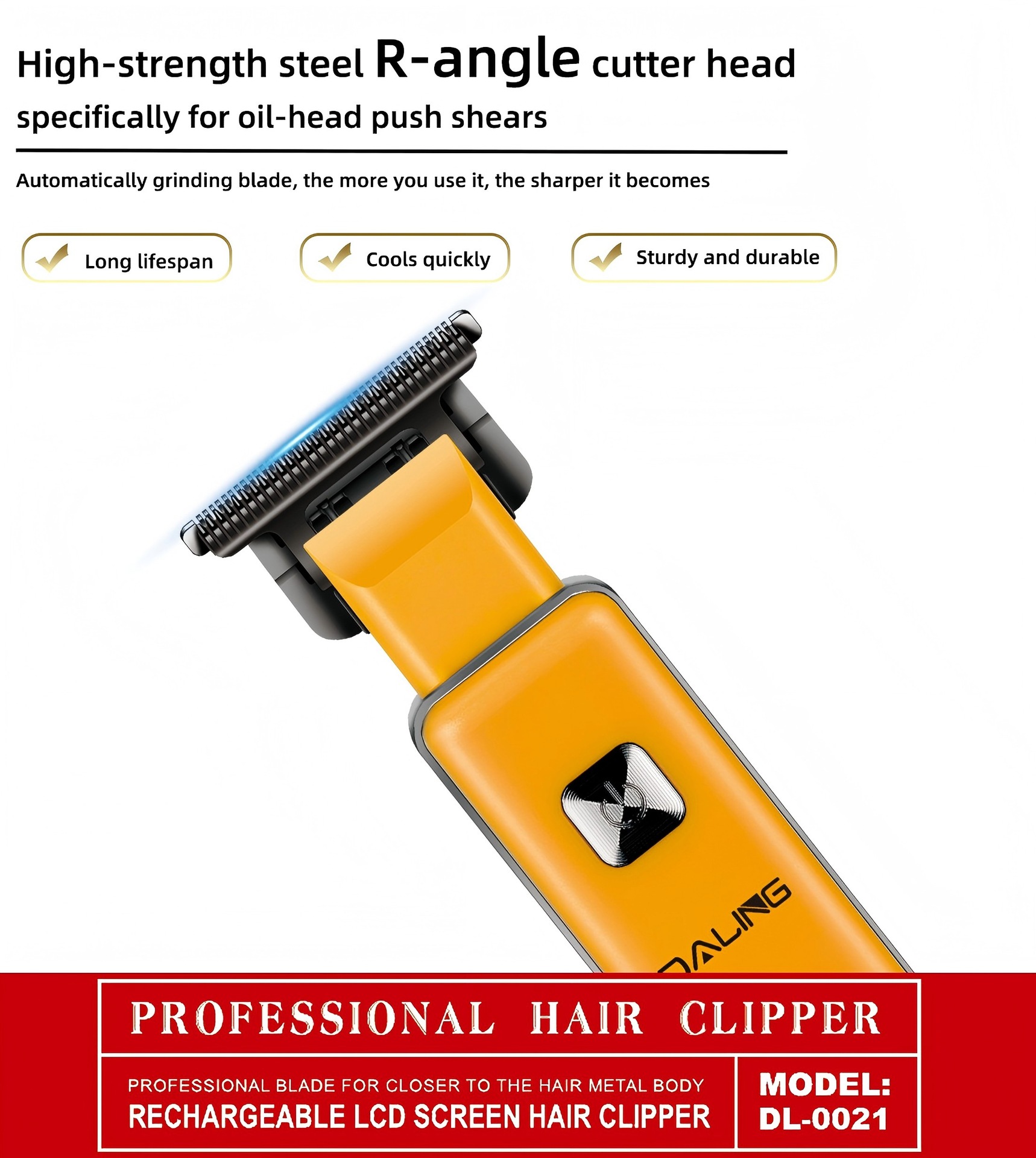 DALING 0021 Hair clipper with digital display USB charging oil head clipper for home hair salon engraving haircuts pic 5