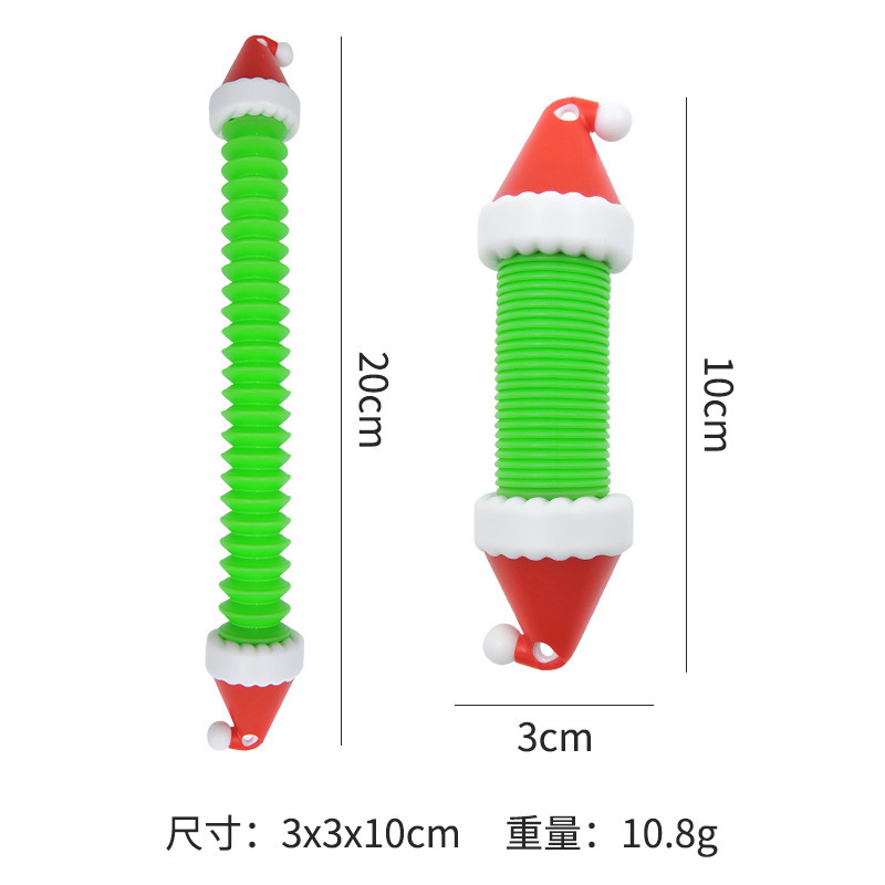 跨境圣诞老人伸缩管儿童pop tube带灯雪人拉拉管圣诞系列解压玩具详情4