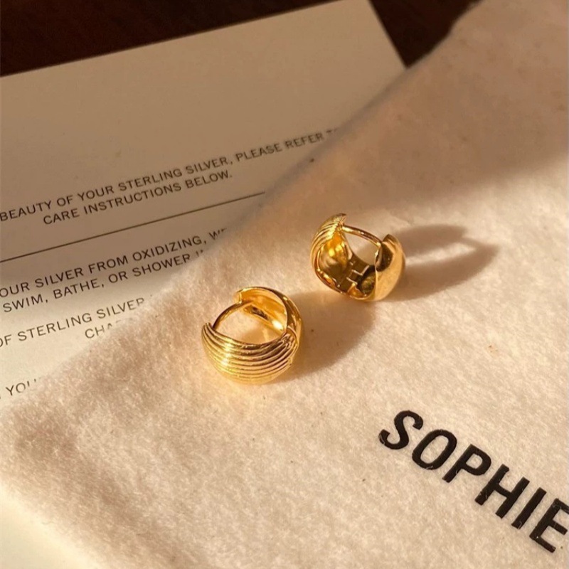 ins韩国博主fever同款双面贝壳耳钉女小众设计精致百搭纹理感耳圈详情7