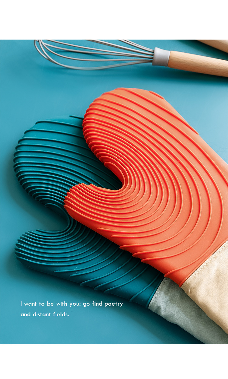 宝宝辅食台工作手套   新款加厚防烫手套烤箱专用硅胶烘培微波炉耐高温烧烤蒸箱详情13