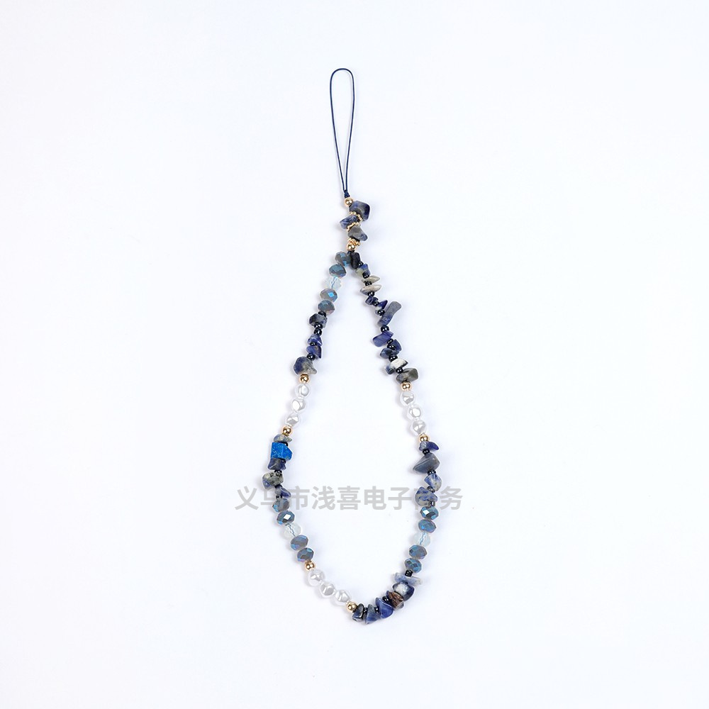 New European and American ins crushed stone pearl color-blocked mobile phone chain, fashionable and personalized diy mobile phone case pendant accessory for women pic 3