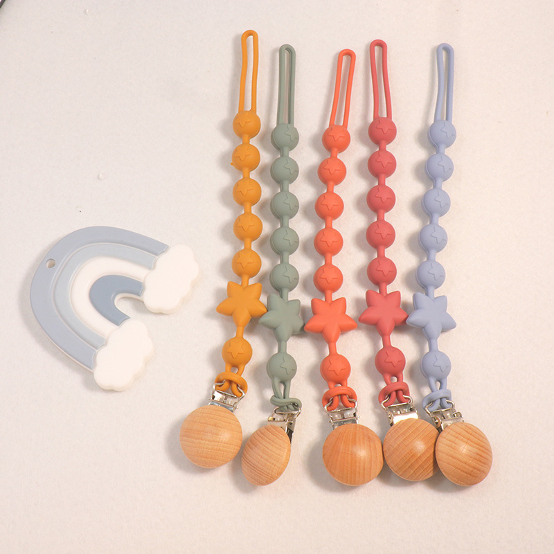 跨境爆款硅胶安抚奶嘴链多功能硅胶奶嘴链宝宝牙胶防掉链防丢绳子详情1