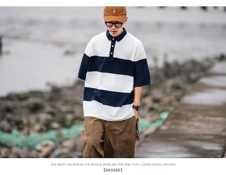 ins fashion brand loose casual short-sleeved polo shirt pic 18