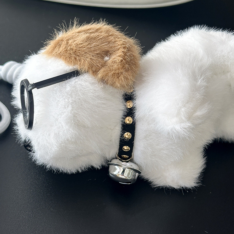 Wholesale of cute glasses dog plush pendants, glasses dog plush toy pendants, keychains, figurines, bags and pendants pic 11