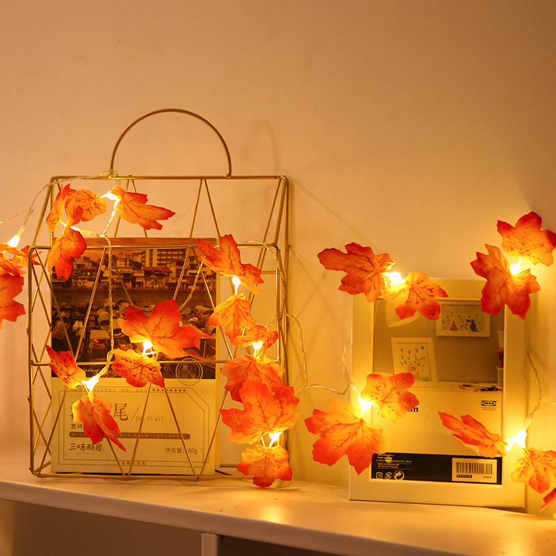 Cross-border led maple leaf color lights, flashing lights, string lights, starry sky, holiday Christmas room decoration, battery USB star lights pic 24