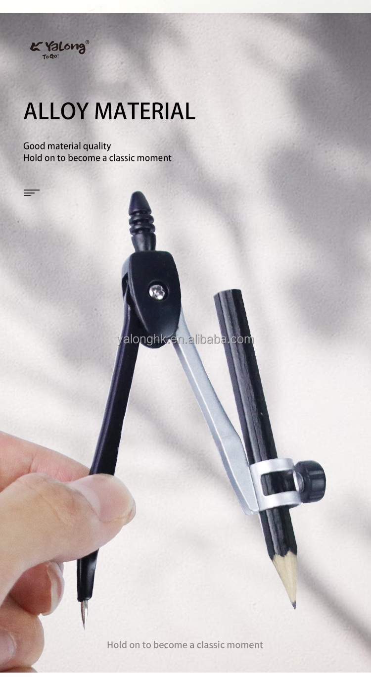 Yalong Cross-border Classical 7-in-1 Student Metal Compass Set, Zinc Alloy material compass Geometric Drawing Tool for use pic 3