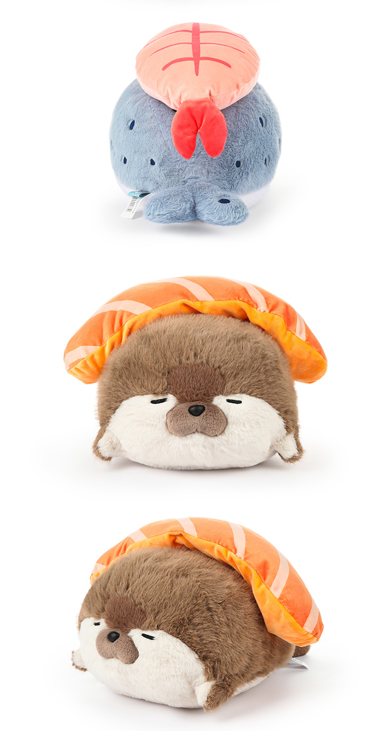 Wholesale of genuine cartoon sushi seals, sea otters, plush toys, cushions and sleeping dolls pic 7
