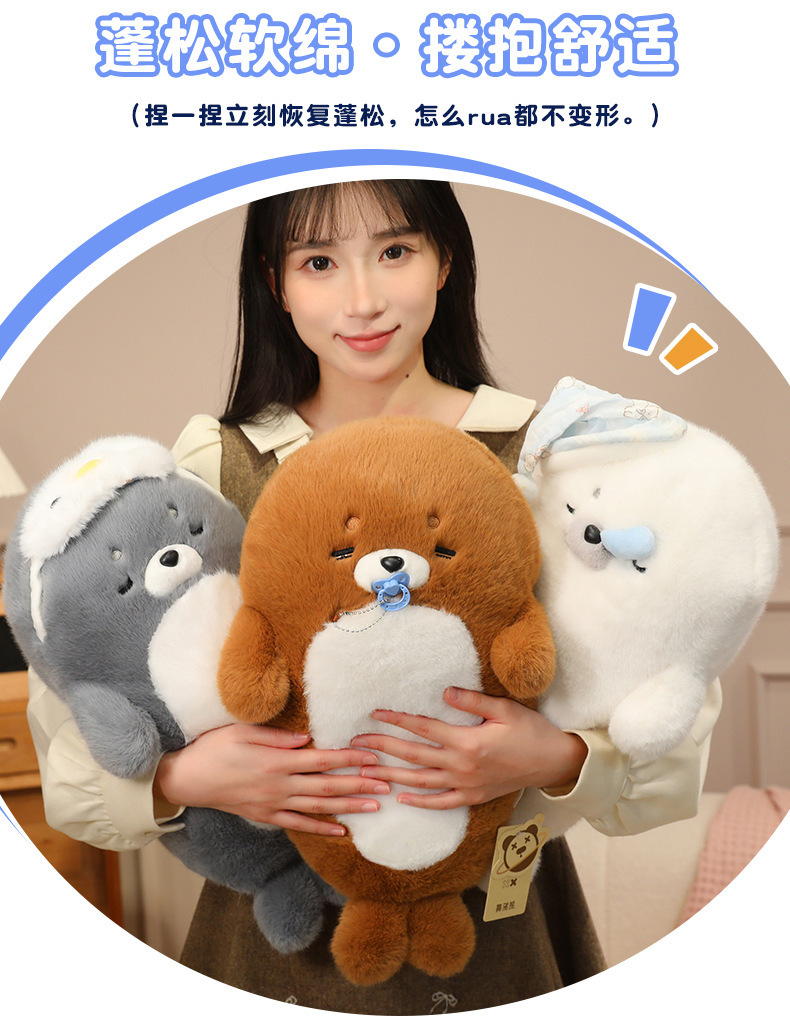 Cute Seal Family story plush toy, bed sleeping pillow, stuffed pillow, birthday present pic 7