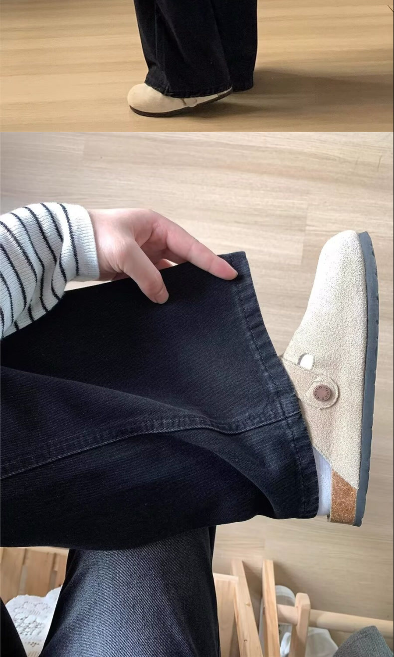 跨境牛仔裤美式阔腿牛仔裤女秋季2025新款毛边设计宽松拖地直筒裤详情4