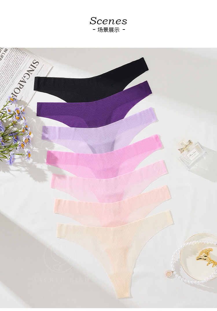 性感低腰一片式无痕隐形瑜伽T型内裤透视诱惑情趣大码女士丁字裤详情7