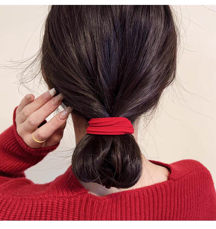 爆款加粗耐用红色头绳成人无接缝马尾发圈高弹力发绳气质皮筋详情3