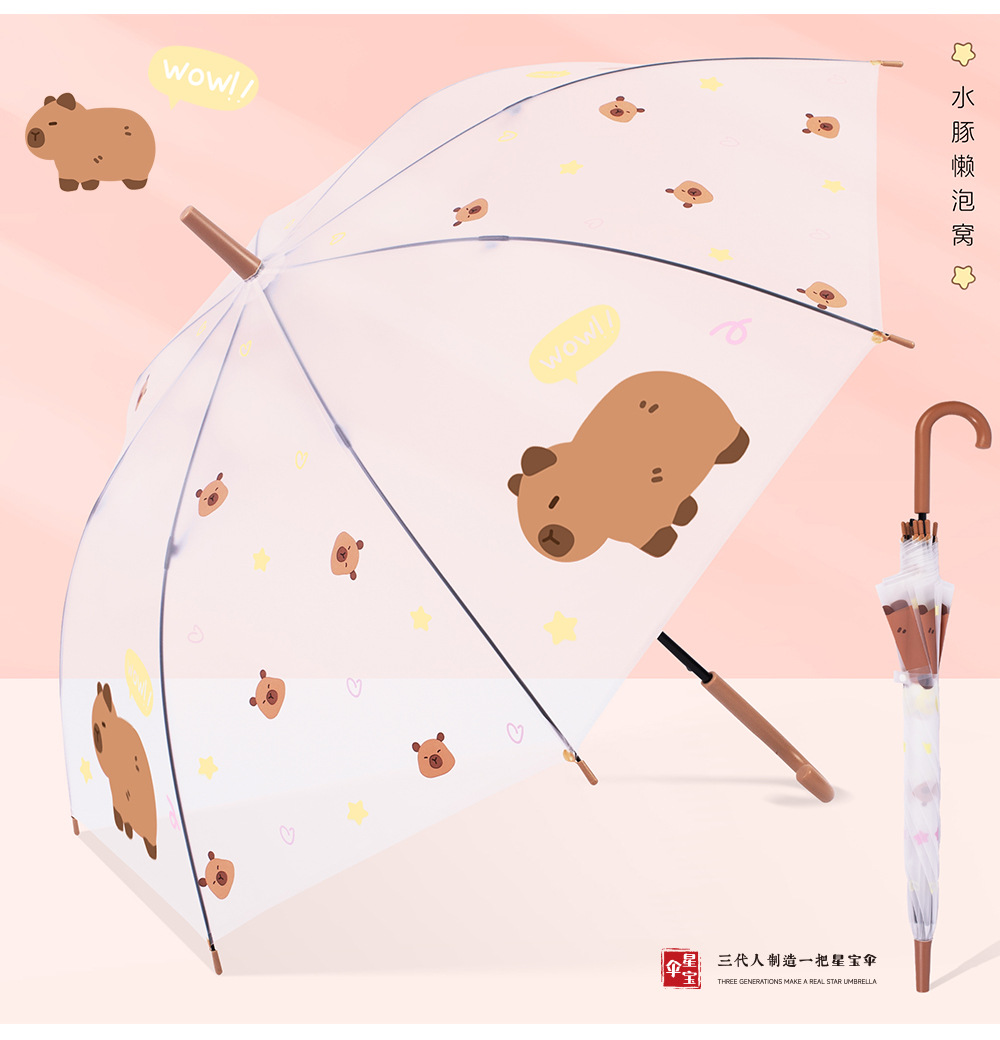 俄罗斯新款儿童雨伞21寸加大磨砂伞面卡皮巴拉动物可爱防雨挡风遮阳日用百货详情12