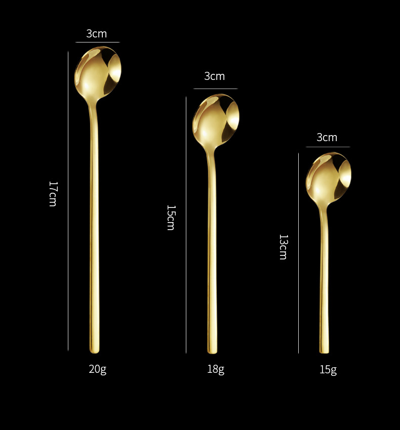 304不锈钢小勺子咖啡勺金色小圆勺燕窝调羹蜂蜜甜品搅拌勺子批发详情6