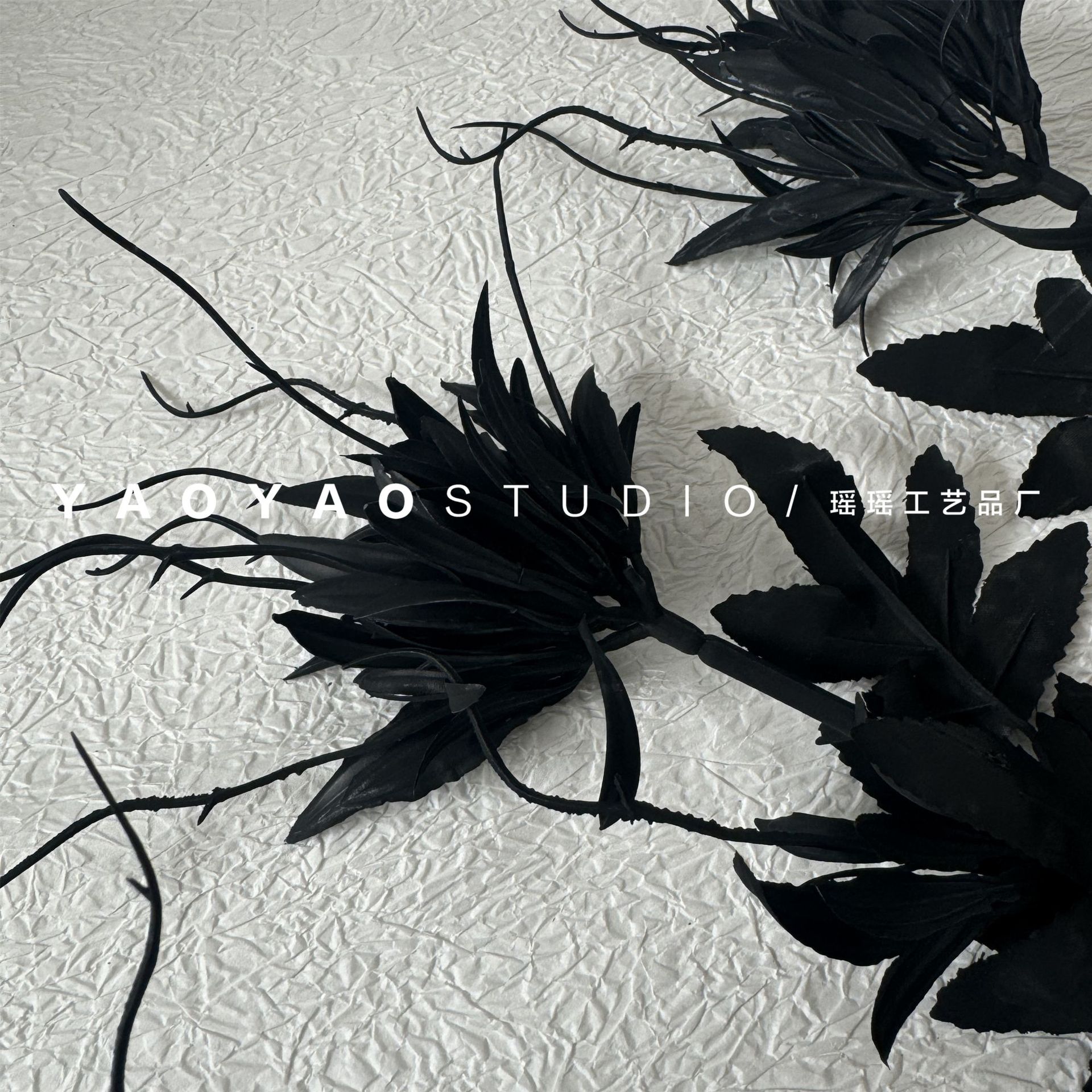 昙花哥特黑色仿真花单支暗黑风装饰道具jk拍照道具办公文化园艺植物详情11