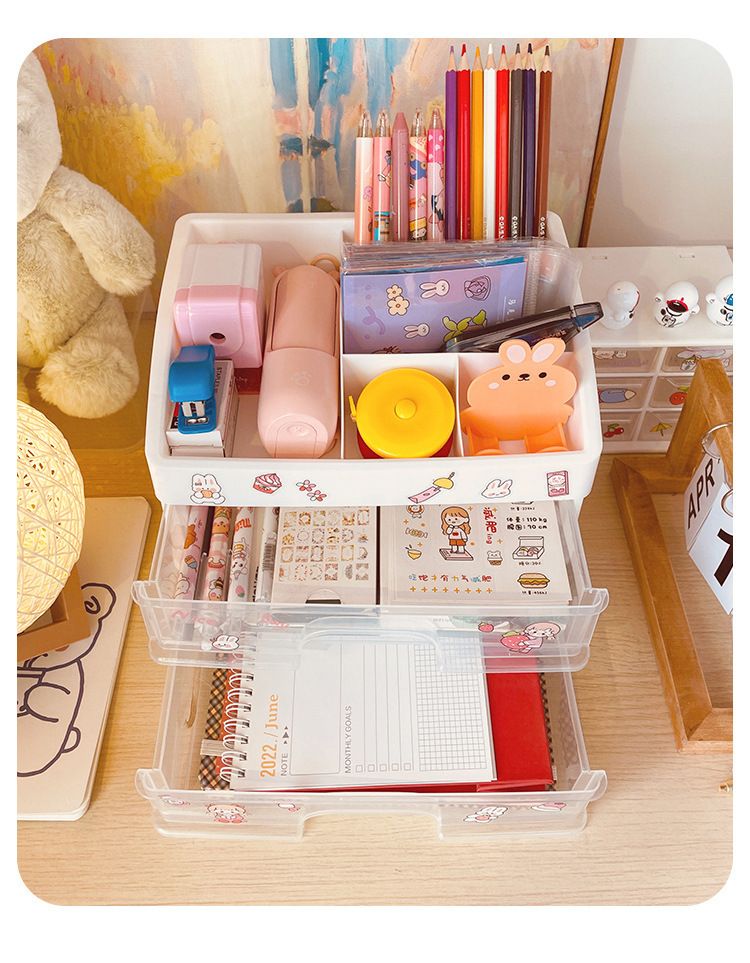 Desktop storage box, multi-layer cosmetic storage box, dressing table box, plastic storage rack, a must-have for student dormitories pic 10