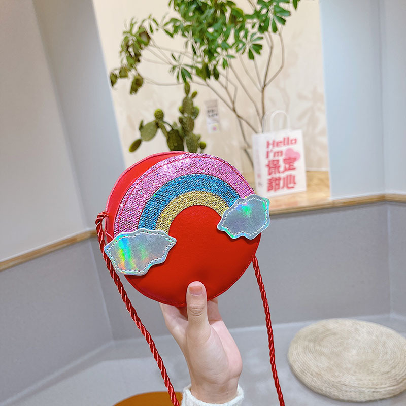 New PU small bag for girls, mini crossbody bag for toddlers and babies, cartoon and cute rainbow coin purse for girls pic 8