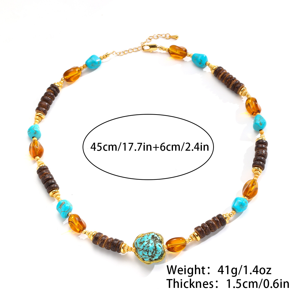 Nasha Cross-border Exclusive Maillard Wind Natural Stone Turquoise beaded Necklace, non-fading necklace, light luxury high quality pic 2