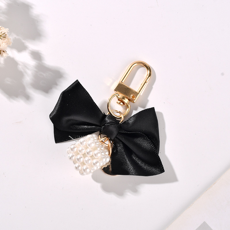 创意珍珠蝴蝶结汽车钥匙扣挂件小清新彩色织带蝴蝶结珍珠魔方配件详情14