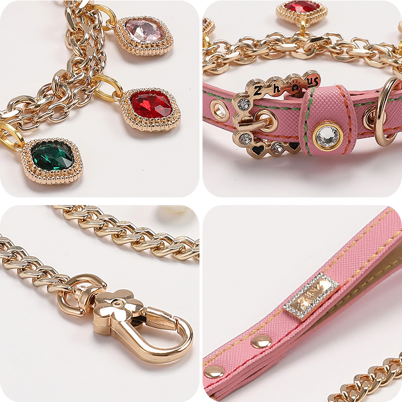 Pet supplies: Diamond buckle cat and dog collars, small dog pink pet necklaces, leash, cat and dog supplies pic 18