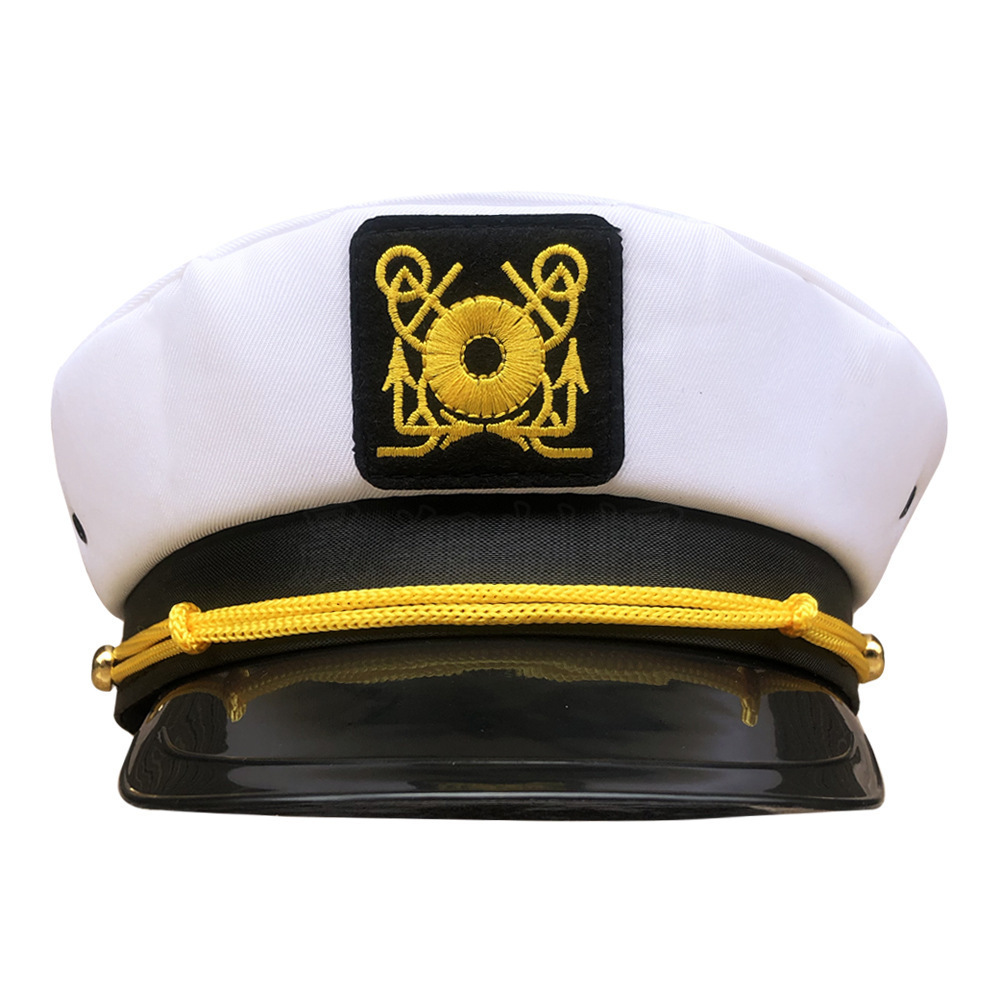 Embroidered navy caps for export, European and American style flat-topped military caps, wholesale of caps, party sailor caps, underwear and accessories pic 5