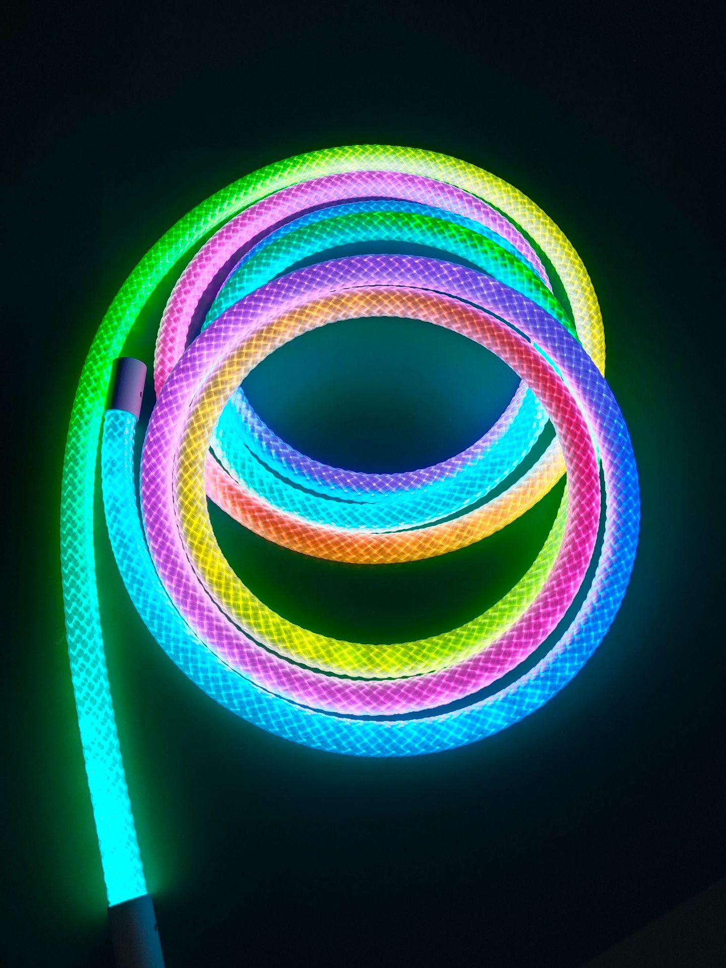 Internet-famous woven nylon light strip, 360-degree LED waterproof neon seven-color flashing light, RGB iridescent running horse atmosphere light pic 8