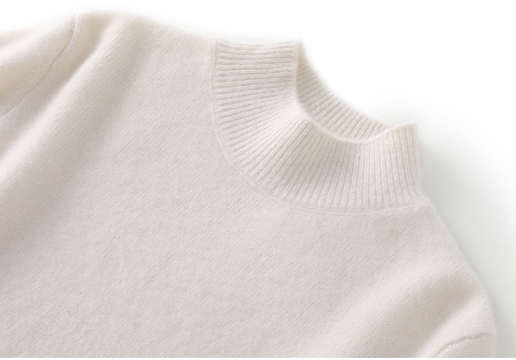 Semi-high-neck cashmere sweater for women, thick solid color, versatile, loose, slimming, soft and skin-friendly, autumn and winter knitted base sweater pic 47