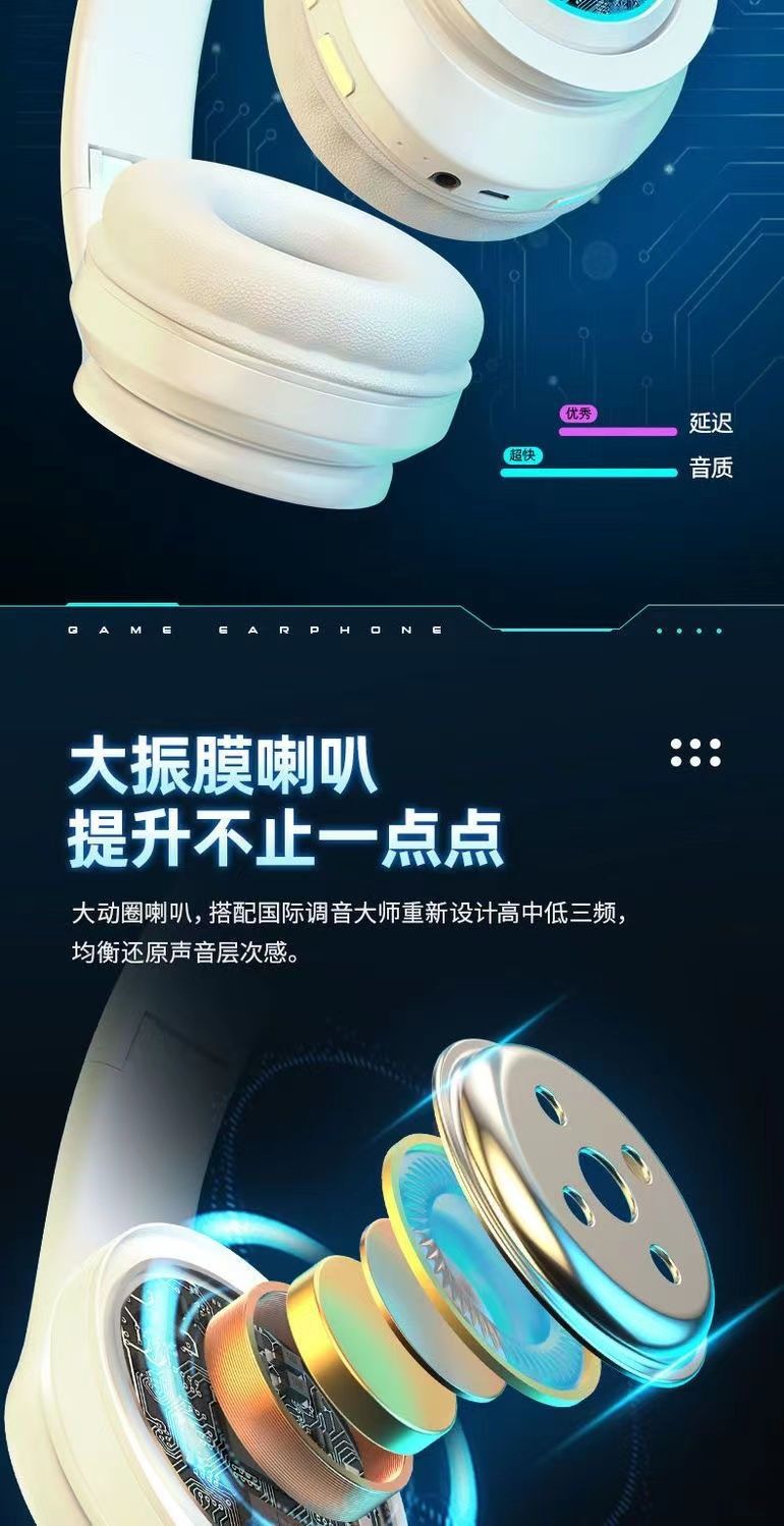 重低音网红跨境爆款B39发光蓝牙耳机超长续航无线头戴式厂家直销-详情3