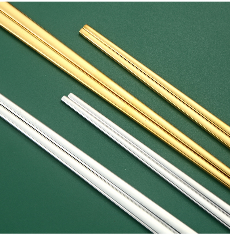 304不锈钢扁筷子实心长筷子加厚防滑韩式料理韩国版扁平金54g批发详情14