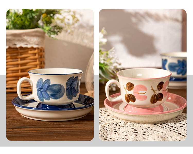 中古风咖啡杯手绘小众下午茶杯精致高颜值马克杯高级感咖啡杯详情8