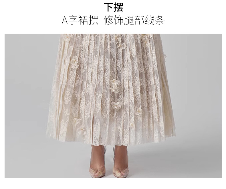 复古温柔风立体花朵吊带连衣裙女设计感小众别致独特浪漫夏季裙子详情11